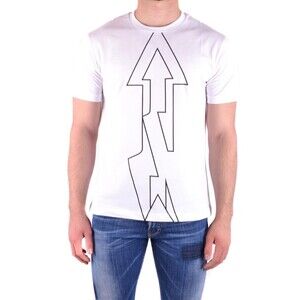 LES HOMMES Abstract Arrow Graphic White T-Shirt